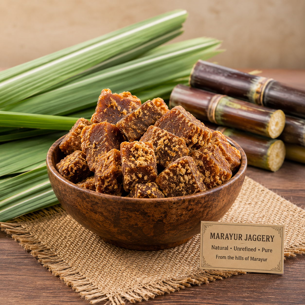 Marayur Jaggery Blocks on a Plate